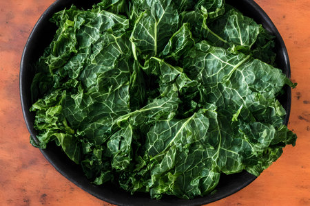 Illustration of cooked collard greens, using generative aiの素材