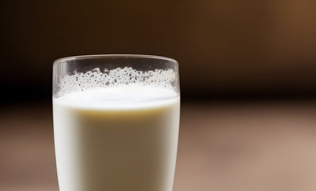 Illustration of a glass of milk, animal protein source, using generative aiの素材