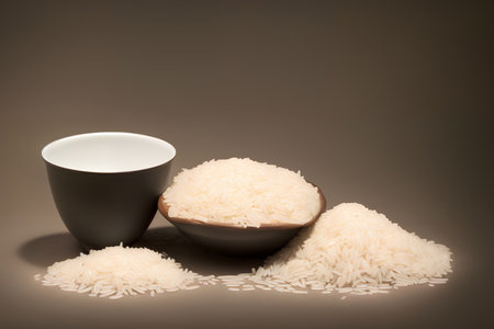 Realistic illustration of raw rice, using Generative AI.の素材