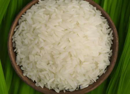 Realistic illustration of cooked rice, using Generative AI.の素材