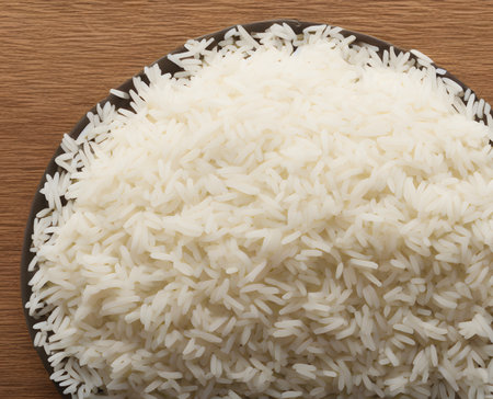 Realistic illustration of cooked rice, using Generative AI.の素材