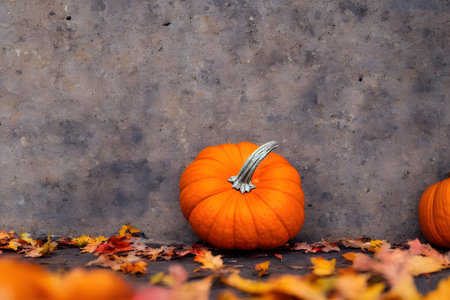Realistic illustration of raw orange pumpkin, using Generative AI.の素材