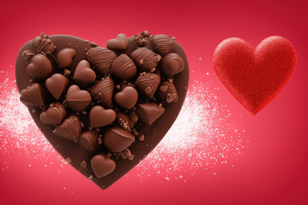 3d rendering illustration of heart shaped chocolate, Generative AI.の素材