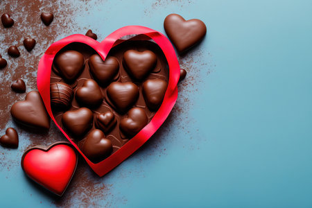 Illustration of heart shaped chocolate, valentines day, Generative AI.の素材