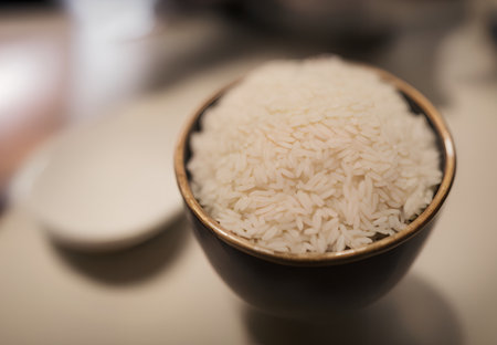 Realistic illustration of raw rice, using Generative AI.の素材