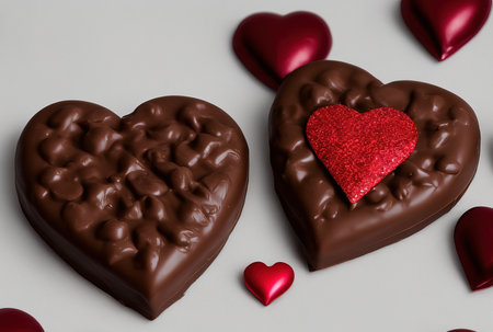 Illustration of heart shaped chocolate, valentines day, Generative AI.の素材