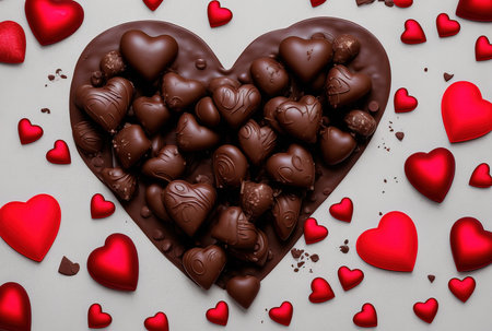 Illustration of heart shaped chocolate, valentines day, Generative AI.の素材