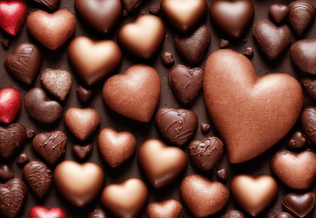 Illustration of heart shaped chocolate, valentines day, Generative AI.の素材