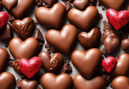 Illustration of heart shaped chocolate, valentines day, Generative AI.の素材