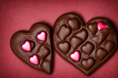 Illustration of heart shaped chocolate, valentines day, Generative AI.の素材
