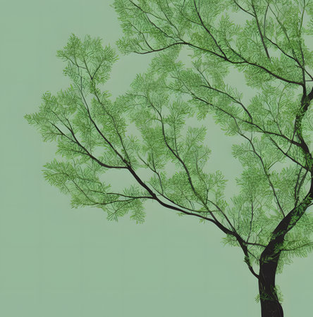 Illustration of tree with leaves, contemporary style, Generative AI.の素材