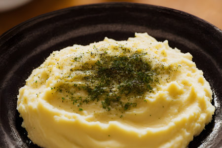 Realistic illustration of mashed potatoes, using Generative AI.の素材