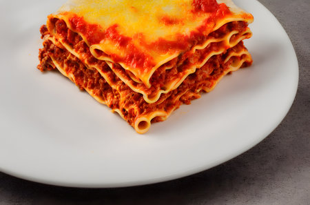 Illustration of lasagna, Italian pasta variety, using Generative AI.の素材