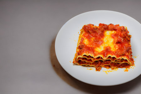 Illustration of lasagna, Italian pasta variety, using Generative AI.の素材