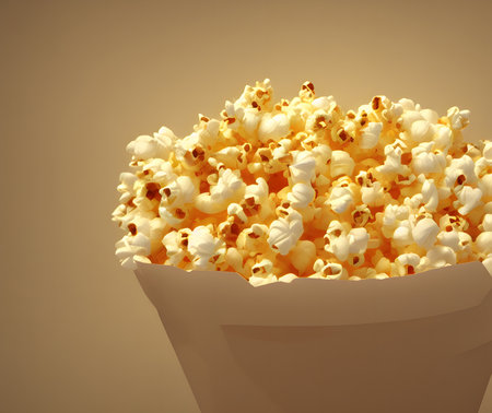 3d rendering illustration of popcorn, using Generative AI.の素材