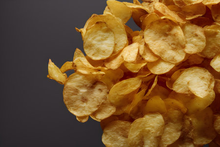 Realistic illustration of potato chips, using Generative AI.の素材