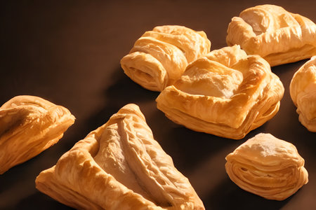 Illustration of puff pastry, using generative aiの素材