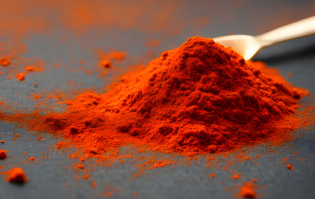 Realistic illustration of red saffron powder, using Generative AI.の素材