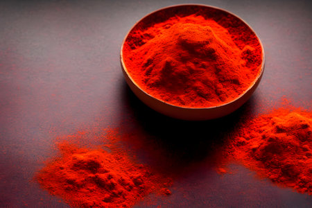 Realistic illustration of red saffron powder, using Generative AI.の素材