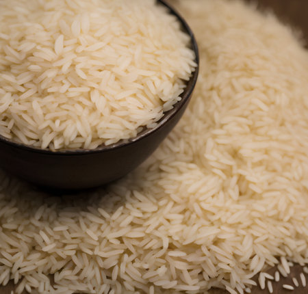 Realistic illustration of raw rice, using Generative AI.の素材