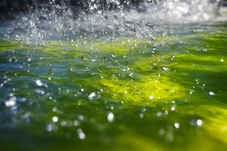 Realistic illustration of water splash, water motion, Generative AI.の素材