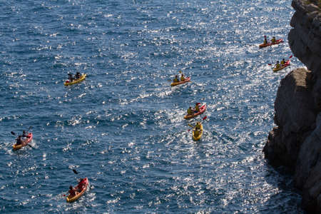 Canoes around Ragusa (Dubrovnik)の写真素材