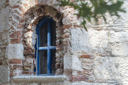 Window of the Orthodox church, Samos, Greeceの写真素材