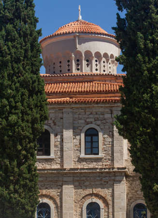 Window of the Orthodox church, Samos, Greeceの写真素材