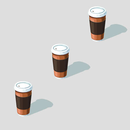 3d, isometric, background, coffee, cupsのイラスト素材