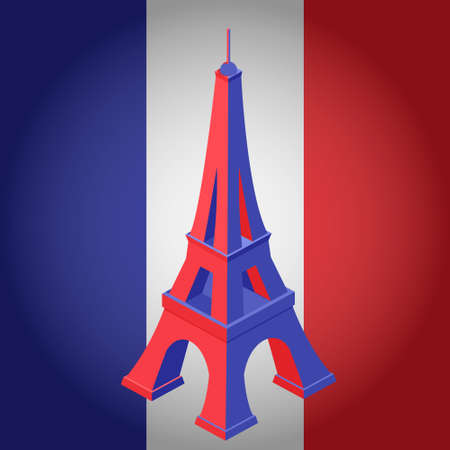 Eiffel Tower, French Flag,のイラスト素材