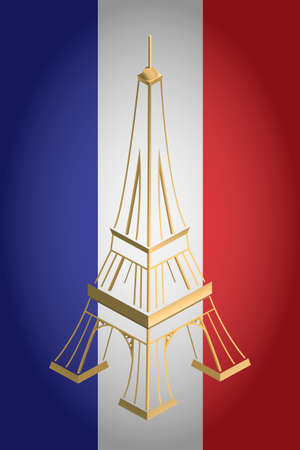 Eiffel Tower, French Flag,
goldのイラスト素材