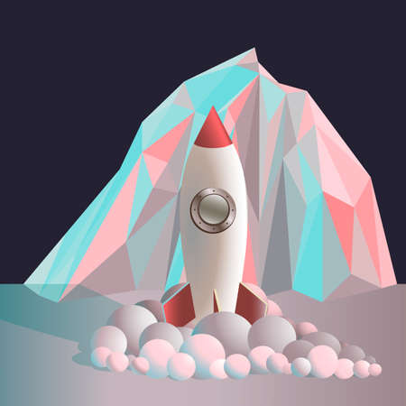 cloud, rocket, ship, vector, space, illustration,のイラスト素材