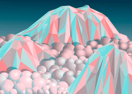 Mountain snow, illustration, 3d, colorのイラスト素材