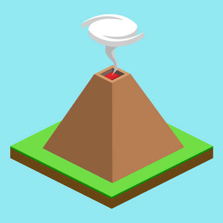 volcano, isometric, vector, illustrationのイラスト素材