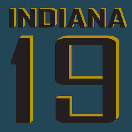 indiana vector illustration, state number, background, word, figure, print for shirtsのイラスト素材
