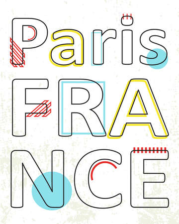 T shirt prints. Paris lettering isolated on white background.のイラスト素材
