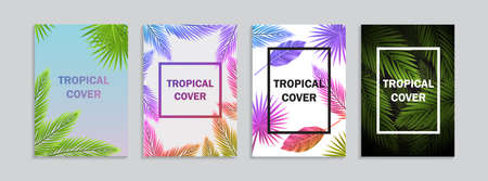A set of tropical covers for design. palmsのイラスト素材