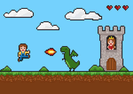 game background in pixel style.のイラスト素材