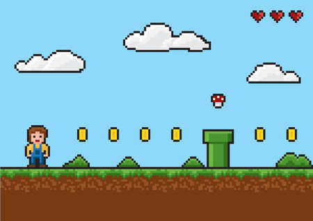 game background in pixel style.のイラスト素材