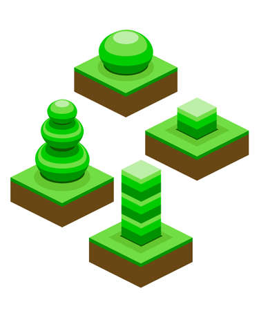 isometric, tree, green, vector, garden,のイラスト素材