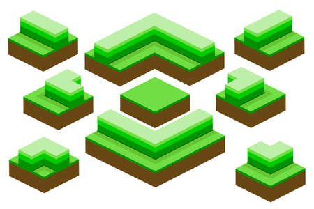 various bushes isometric set . Vector illustration.のイラスト素材