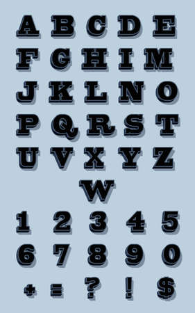 font collection set full, vector modern letter and numbersのイラスト素材