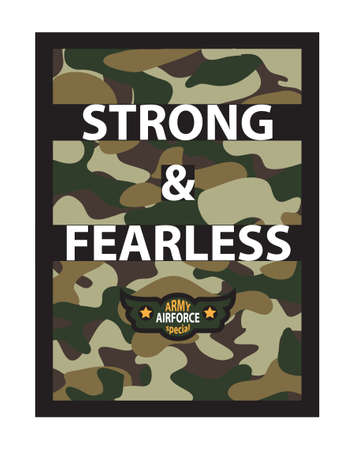 Vector camouflage strong, fearless, airforce, T-shirt and apparels print, coverのイラスト素材