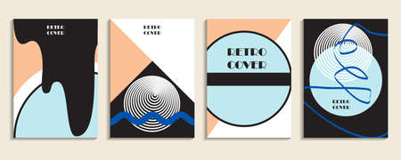 Retro art for 4 covers, banners, flyers and posters. vector illustration.のイラスト素材