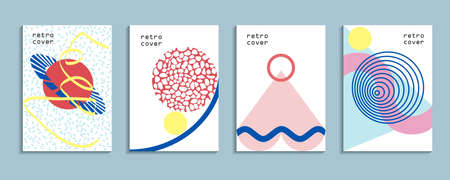 Retro art for 4 covers, banners, flyers and posters. vector illustration.のイラスト素材