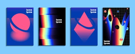 Retro art for 4 covers, banners, flyers and posters. vector illustration. rainbow planetのイラスト素材