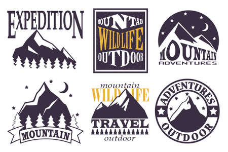 Icons, mountain, emblems, vectorial designのイラスト素材