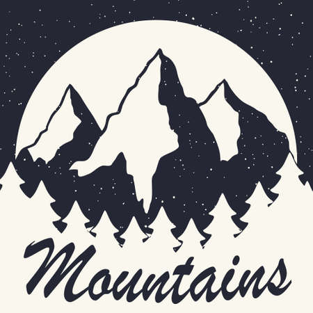 Retro design of mountains. Vector imageのイラスト素材