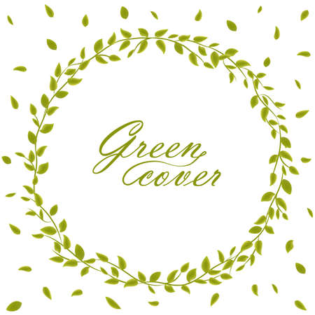 cover with leaves, wreath, frame for your designのイラスト素材