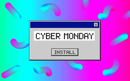 Cyber Monday. Retro 80's, 90's style vintage art background.のイラスト素材